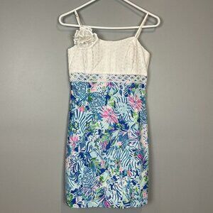 Lilly Pulitzer Liz Dress Coastal Blue Lion Around Womens Size 0 NWT $198